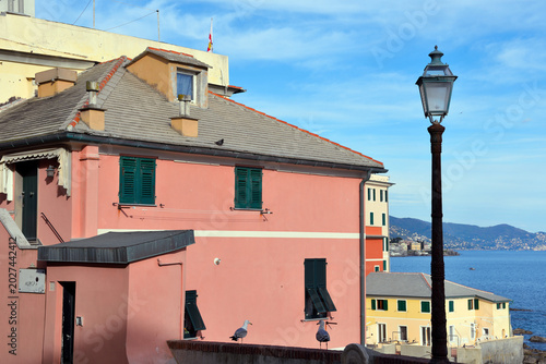 The picturesque seaside village of Boccadasse, famous for its pastel-colored houses Genoa  Italy
