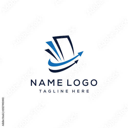 Book document with arrow for accounting financial logo design vector template