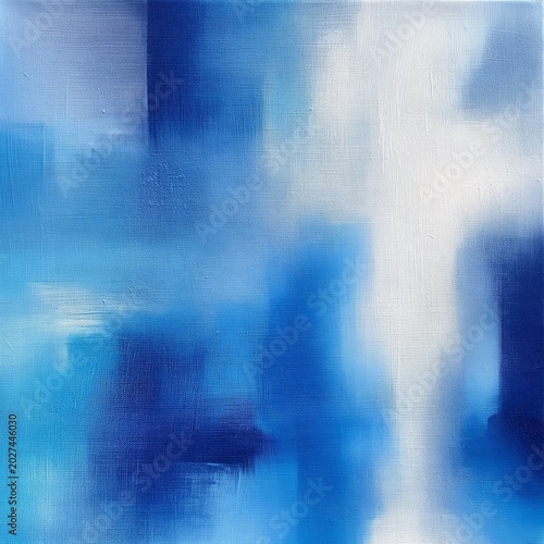 Abstract Art Piece in Blue Hues Showcasing Brush Strokes and Texture