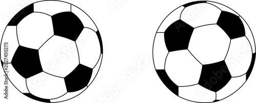 Foto Two classic soccer balls outline vector illustration