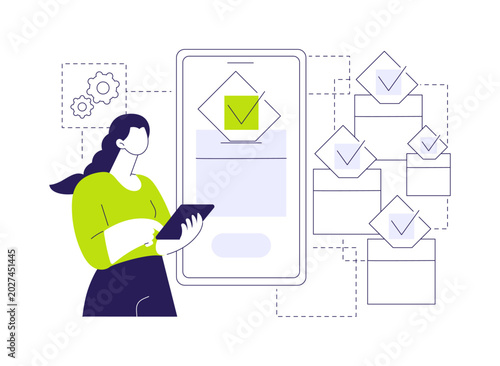 Blockchain voting mechanism isolated cartoon vector illustrations.