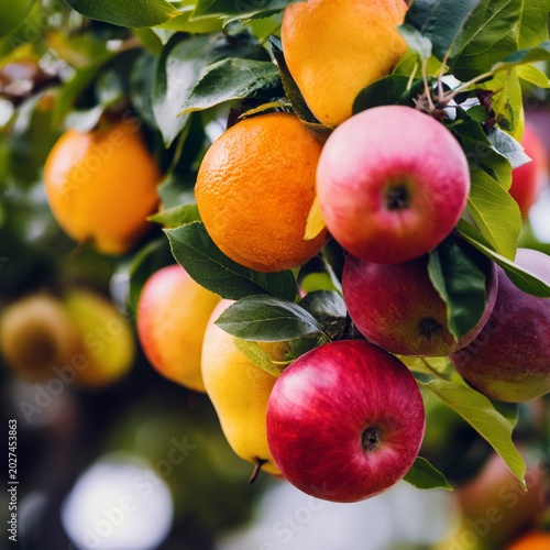 Fruit Hanging From Branches in an Orchard During Sunny Daylight Hours
