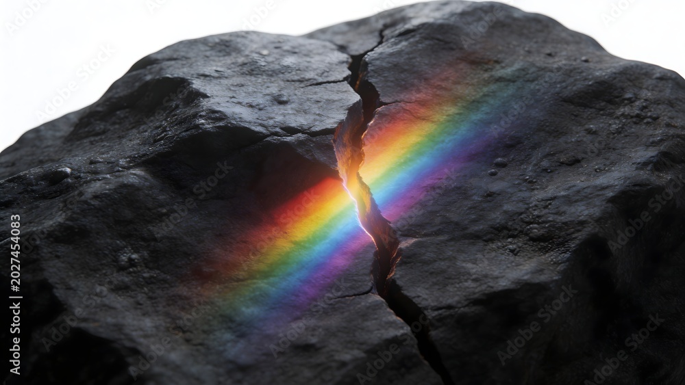 Fototapeta premium Rock with rainbow light through crack