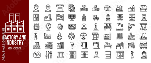 Bild auf Leinwand Industrial Factory and Manufacturing Automation Icons Set with AI Robotics Techn