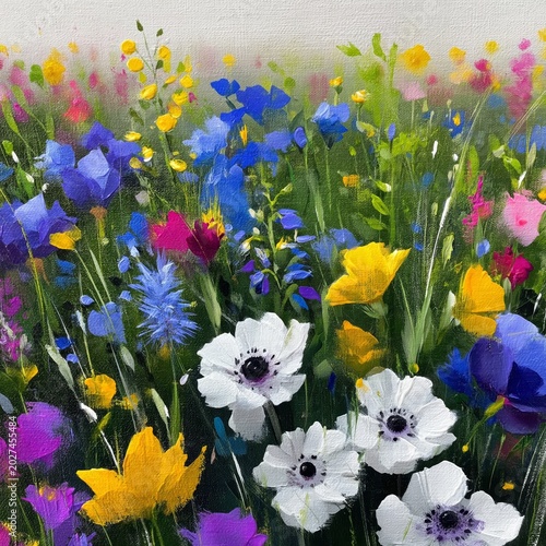 Colorful Wildflowers in a Field During Daytime With Bright Petals and Green L...
