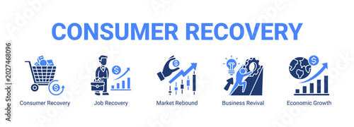 Tableau sur toile Consumer Recovery web banner icon concept, with Consumer Recovery, Job Recovery, Market Rebound, Business Revival