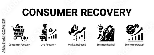 Foto Consumer Recovery web banner icon concept, with Consumer Recovery, Job Recovery, Market Rebound, Business Revival