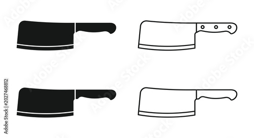 Cuadro en lienzo cleaver knife silhouettes on a white background