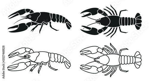 Foto lobster silhouettes on a white background crustacean designs