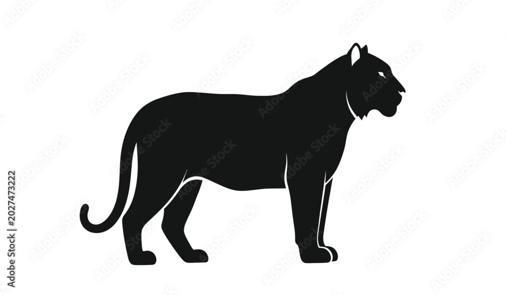 Fototapeta premium Black panther side view silhouette against a white background a powerful feline predator illustration silhouette high quality professional detailed modern elegant stylish clean crisp