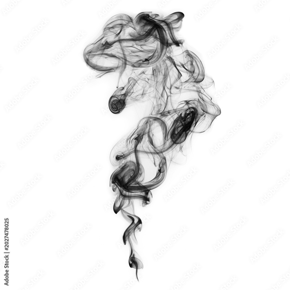 Fototapeta premium Black smoke, isolated on cutout transparent background