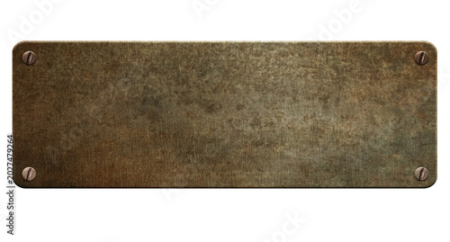 Bild auf Leinwand Old steel plaque on rust metal background 3d illustration.