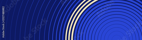 Billede på lærred Dark blue background with concentric circular geometric lines and smooth halfton