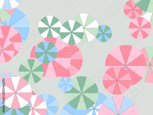 Rainbow Umbrellas Aerial View Pattern Design