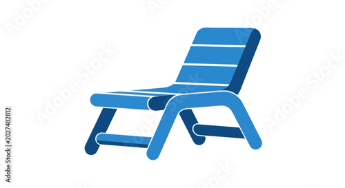 Tableau sur toile Blue Beach Chair Isolated on White Background