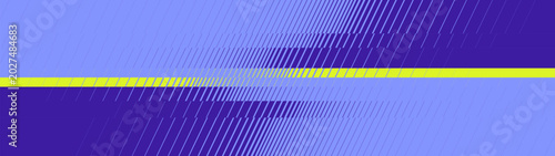 Futuristic violet background with diagonal halftone lines and horizontal glitch slice transition, Abstract dynamic sports background with neon acidic green stripe accent, vector optical illusion