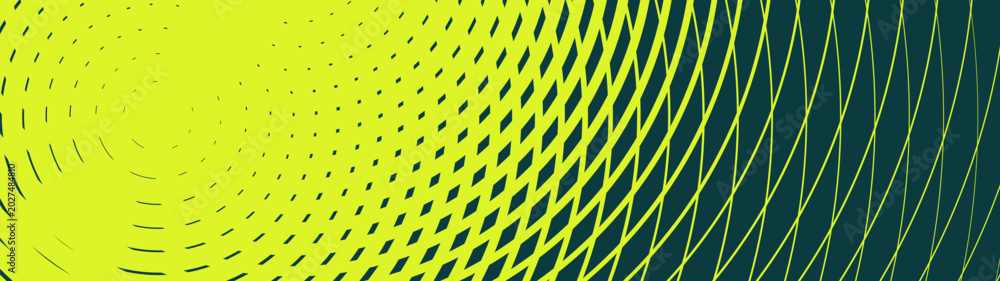 Εκτύπωση καμβά Radiant neon lime background a concentric geometric moire grid with an asymmetri