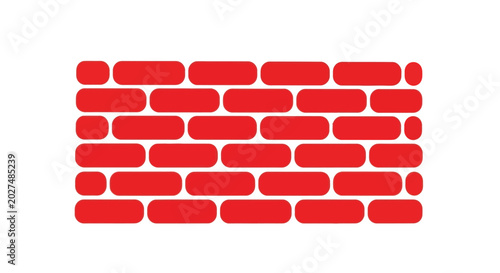 Foto Red Brick Wall Pattern Isolated on White Background