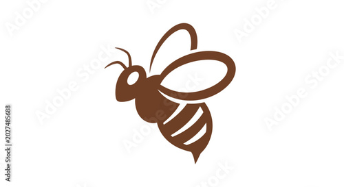 Принти на полотні Brown Bee Icon Isolated on White Background