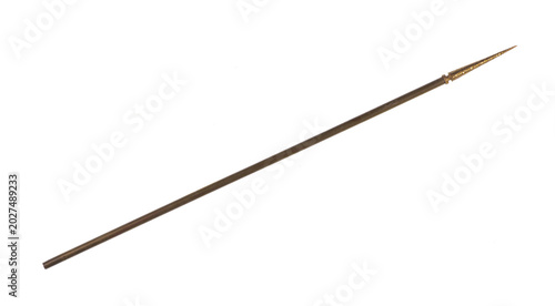 Schilderij op canvas Sharp metal crossbow arrow isolated on white background