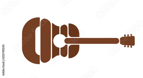 Schilderij op canvas Brown Guitar Icon Isolated on White Background