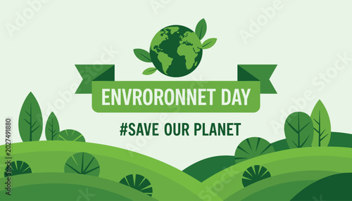 Billede på lærred World environment day save our planet for a greener tomorrow