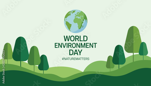 Quadro su tela World environment day concept globe with trees sustainability and ecological awa