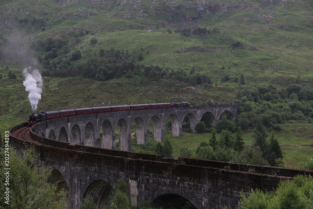 Naklejka premium Jacobites train on Glenfinnan viaduct 