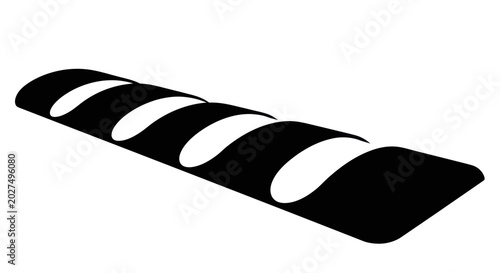 Black and White Speed Bump Isolated on White Background