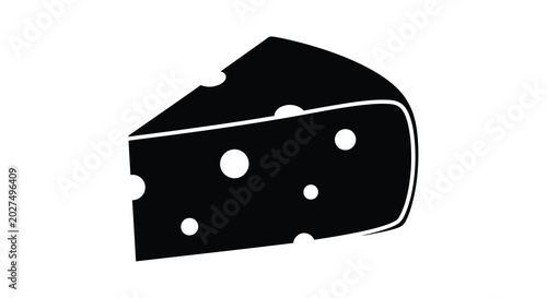 Cheese slice silhouette on transparent background high quality