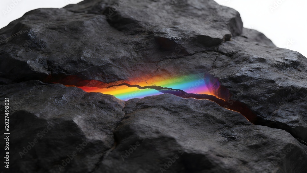 Fototapeta premium Rock with rainbow light inside