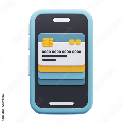 virtual debit card 3d icon illustration