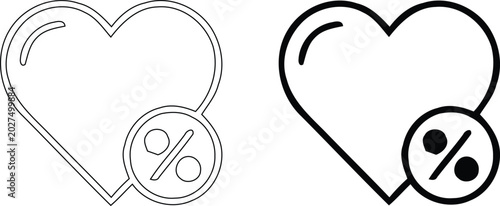 Heart with Percentage Sign Loyalty Discount and Charity Sale Icon 4k Ultra HD