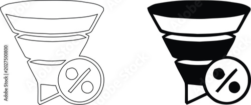 Sales Funnel Conversion Rate Percentage Marketing Optimization Icon 4k Ultra HD