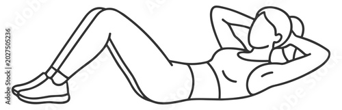 Fotografía woman exercising doing abdominal crunches line art fitness illustration on trans