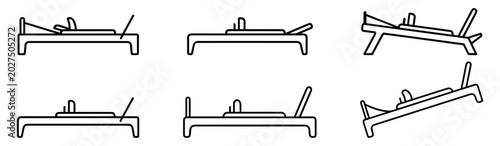 Tableau sur toile medical examination tables with various adjustable backrests and leg rests medic