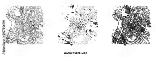 Foto Urban morphology analysis maps of gloucester city center showing street networks