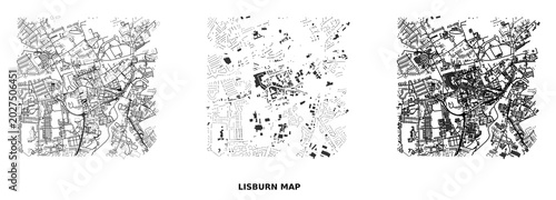 Photos Urban morphology map of lisburn showing street network, building footprints, and