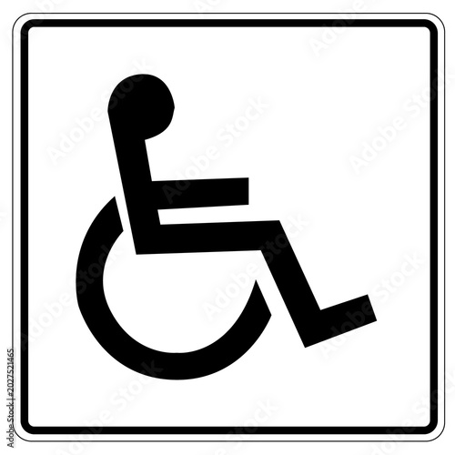 Handicapped person symbol traffic sign isolated on a white background