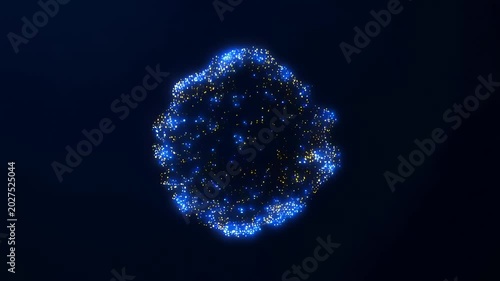 Digital Currency Particles Flow and Form Shapes in a Dark Space