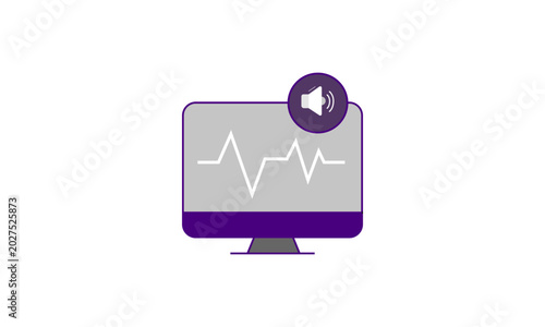 Digital Audio Monitoring Screen with Sound Wave and Speaker Icon – Voice Analysis Concept