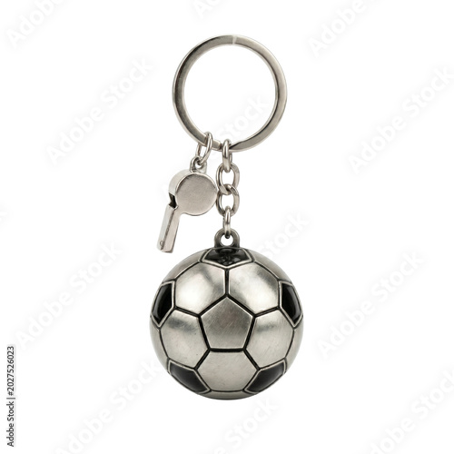 Soccer ball keychain with whistle