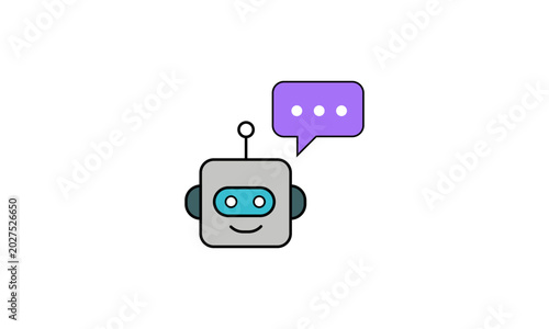 AI Chatbot Robot with Speech Bubble – Conversational Virtual Assistant Technology Concept