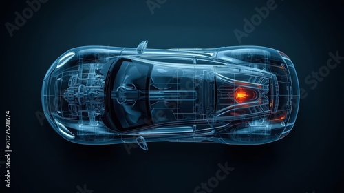 Sports Car X ray Schematic High tech Design