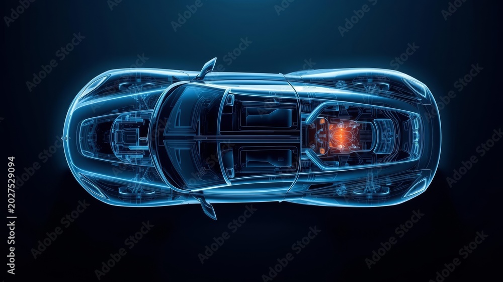 Naklejka premium Sports Car X ray Sleek Vehicle Design Concept Illustration