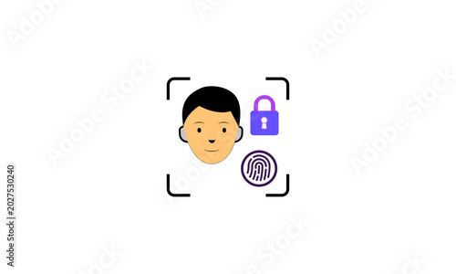 Facial Recognition and Biometric Security Scan with Lock Icon – Cyber Security Technology