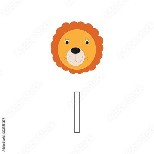 Number 1 Coloring Page with Cute Cartoon Lion for Preschool Math