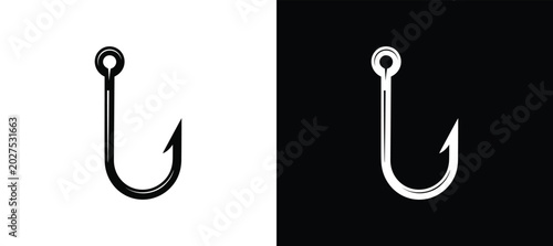 Fotografía Fishing Hook Icons: A pair of classic fishing hooks rendered in simple, bold graphic style