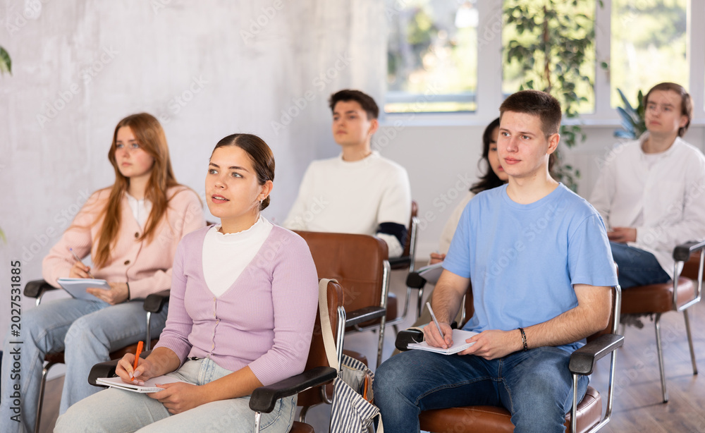 Fototapeta premium Teenagers study in the classroom on refresher courses in the classroom school