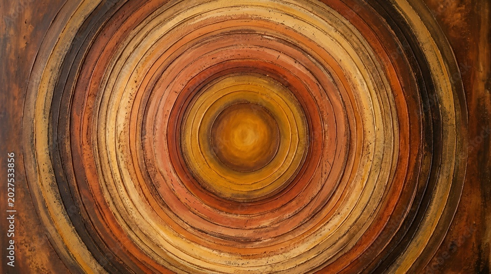 Naklejka premium Abstract concentric circles in warm earthy brown and orange.